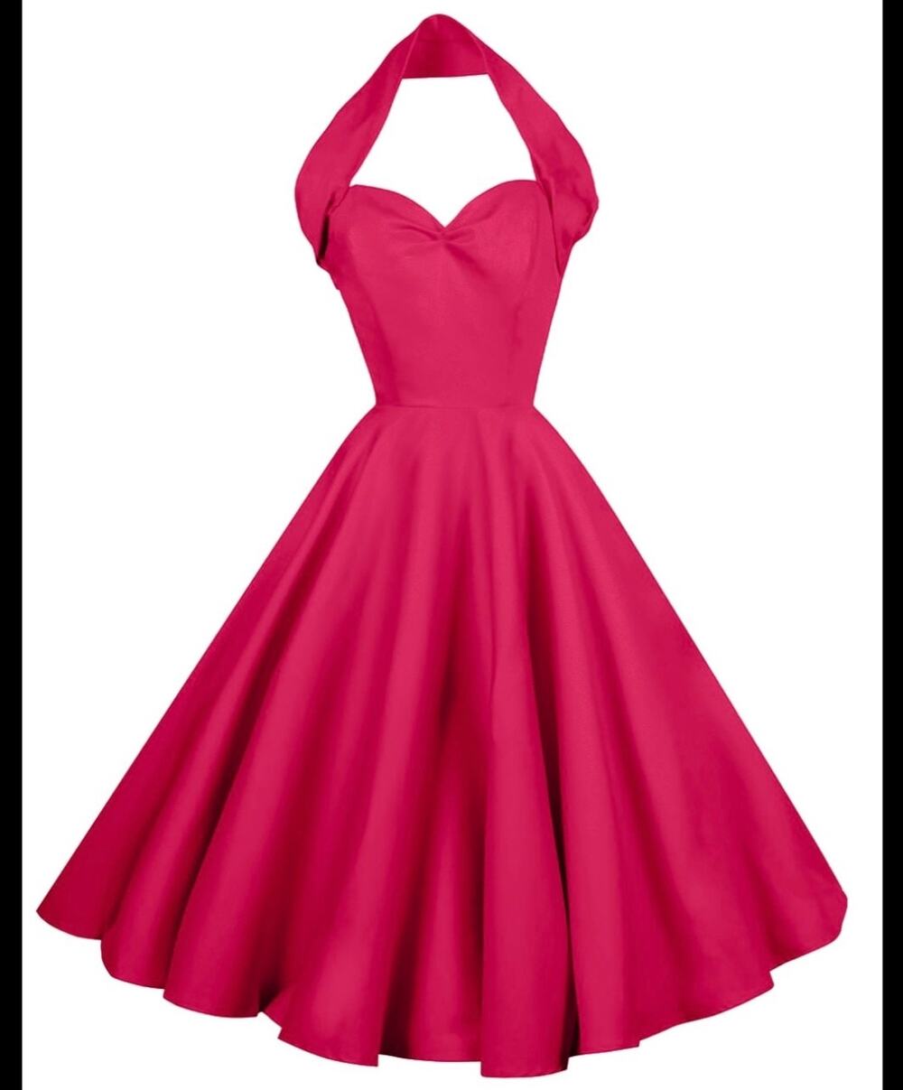 Vivien of Holloway 1950s dress halter pink vintage sweetheart large 18 pin up